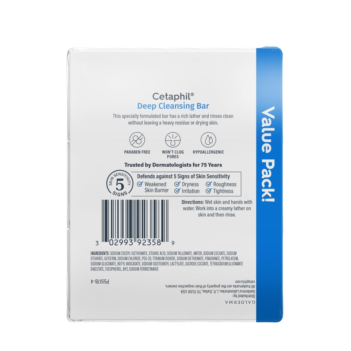 Cetaphil Bar Soap, Deep Cleansing Face and Body Bar, Pack of 3, For Dry to Normal, Sensitive Skin, Soap Free, Hypoallergenic, Paraben Free - Maple Wellness Supplements