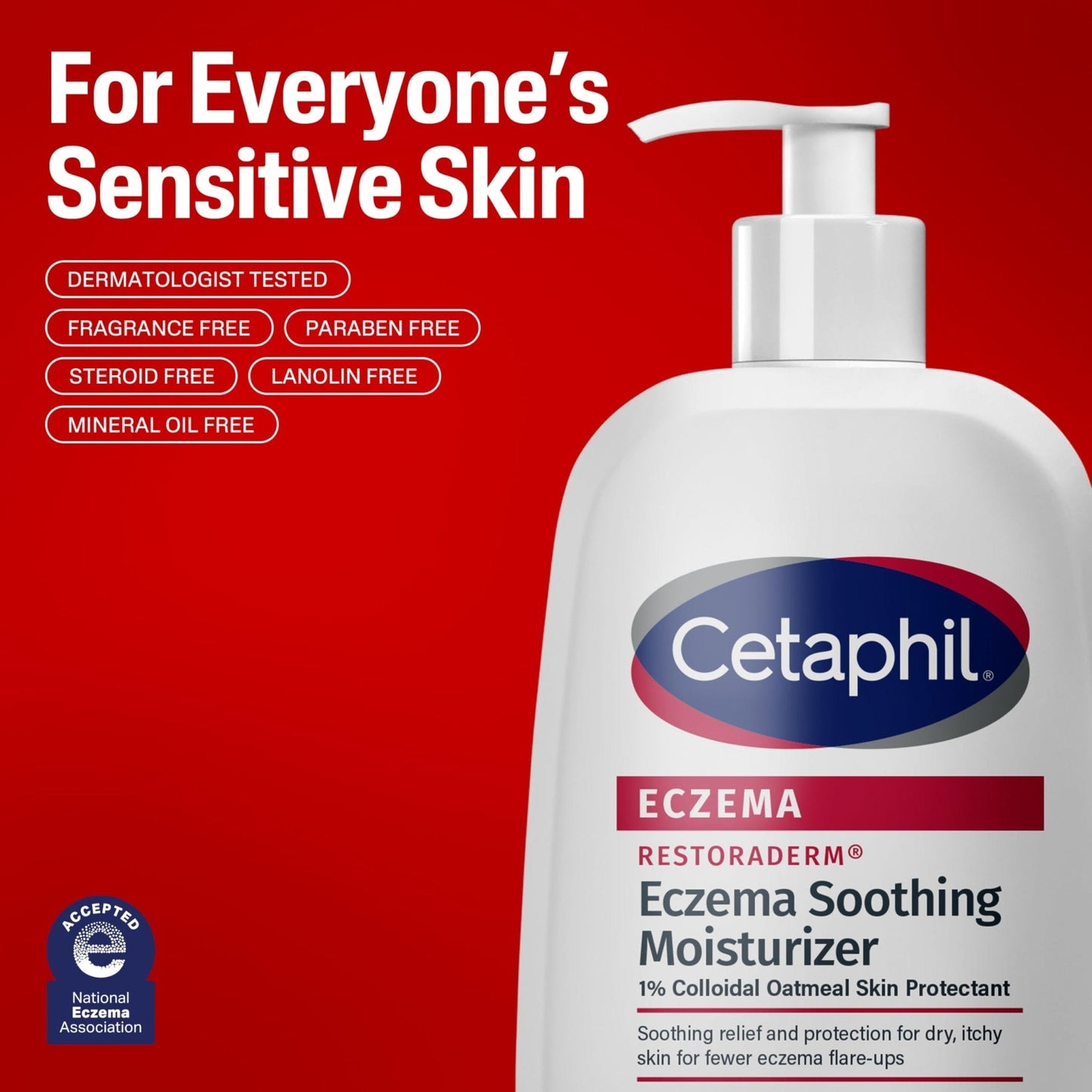 CETAPHIL ECZEMA RESTORADERM Soothing Moisturizer, For Eczema Prone Skin, 16 oz, Fewer Symptom Flare-Ups, 48 Hour Hydration, 1% Skin Protectant - Maple Wellness Supplements