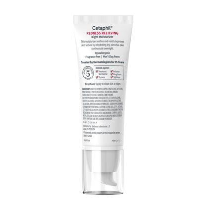 Cetaphil Night Cream, Redness Relieving Night Moisturizer for Face, 1.7 fl oz, For Dry, Redness-Prone Skin, Hypoallergenic, Fragrance Free - Maple Wellness Supplements