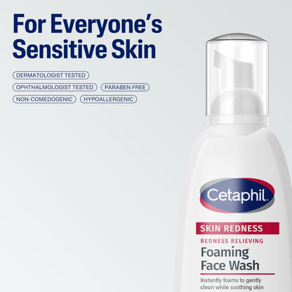 Cetaphil Redness Relieving Foaming Face Wash For Sensitive Skin, 8 Fl Oz, Gently Cleanses - Maple Wellness Supplements