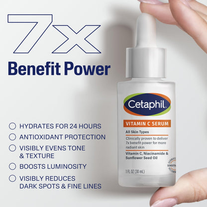 Cetaphil Vitamin C Serum, Visibly Reduces Look of Dark Spots and Hyperpigmentation, Formulated with Niacinamide - Maple Wellness Supplements