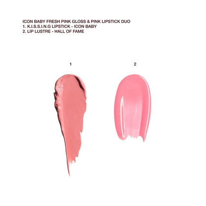 Charlotte Tilbury Icon Baby Lip Duo Kit - Mini K.I.S.S.I.N.G Satin Shimmer Lipstick & Full Size Hall of Fame High Shine Gloss Set - Hydrating Long Lasting Makeup Duo for On-the-Go Glossy Shine - Maple Wellness Supplements