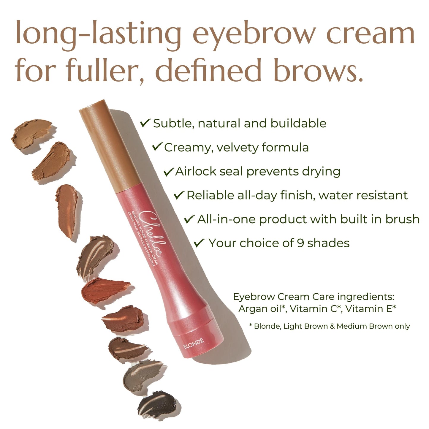 Chella Eyebrow Cream, Marvelous Medium Brown - Vegan, Cruelty Free, Paraben Free, Gluten Free Eyebrow Pomade Makeup - Long Wearing, Velvet Consistency, Water Proof - Maple Wellness Supplements