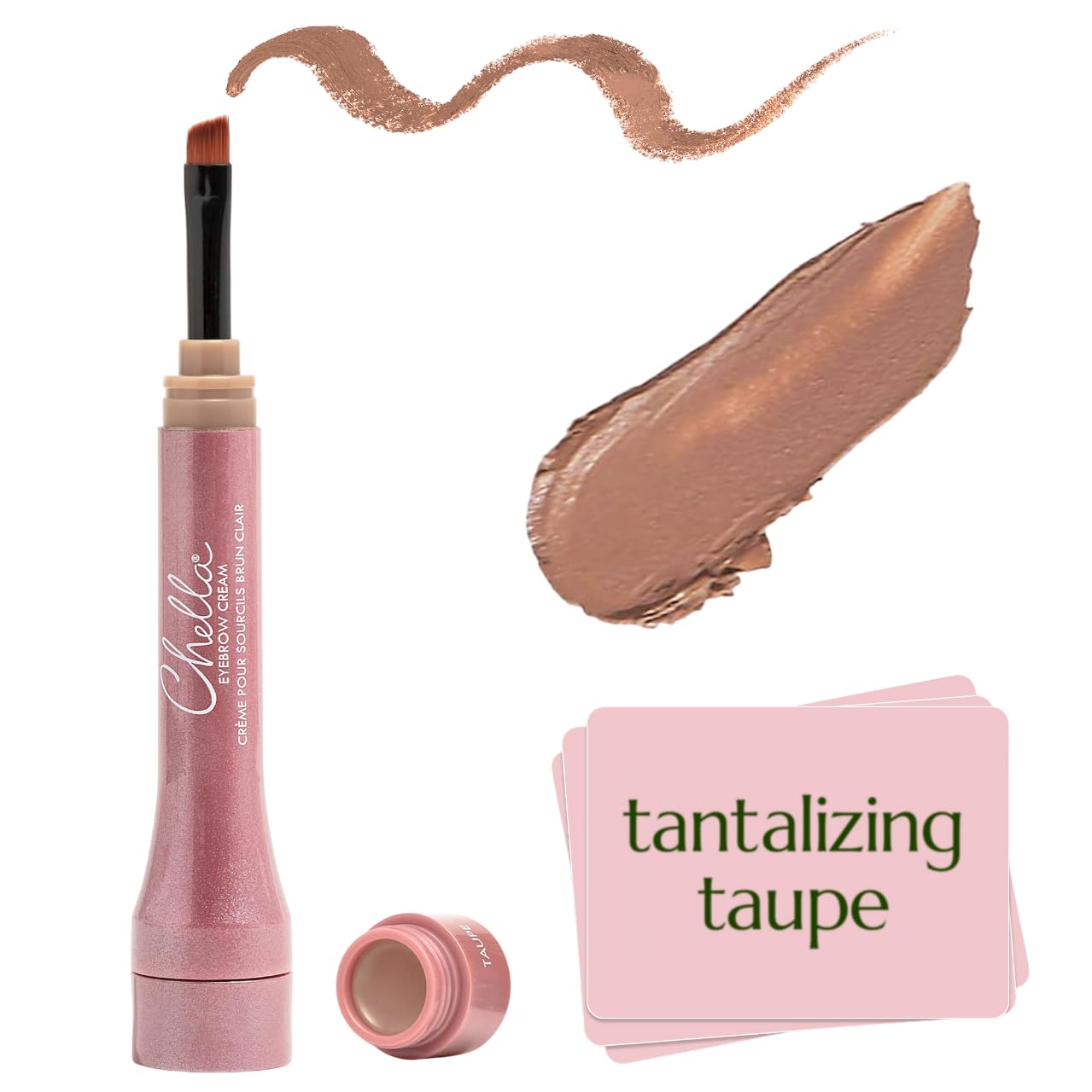 Chella Eyebrow Cream, Tantalizing Taupe - Vegan, Cruelty Free, Paraben Free, Gluten Free Eyebrow Pomade Makeup - Long Wearing, Velvet Consistency, Water Proof - Maple Wellness Supplements