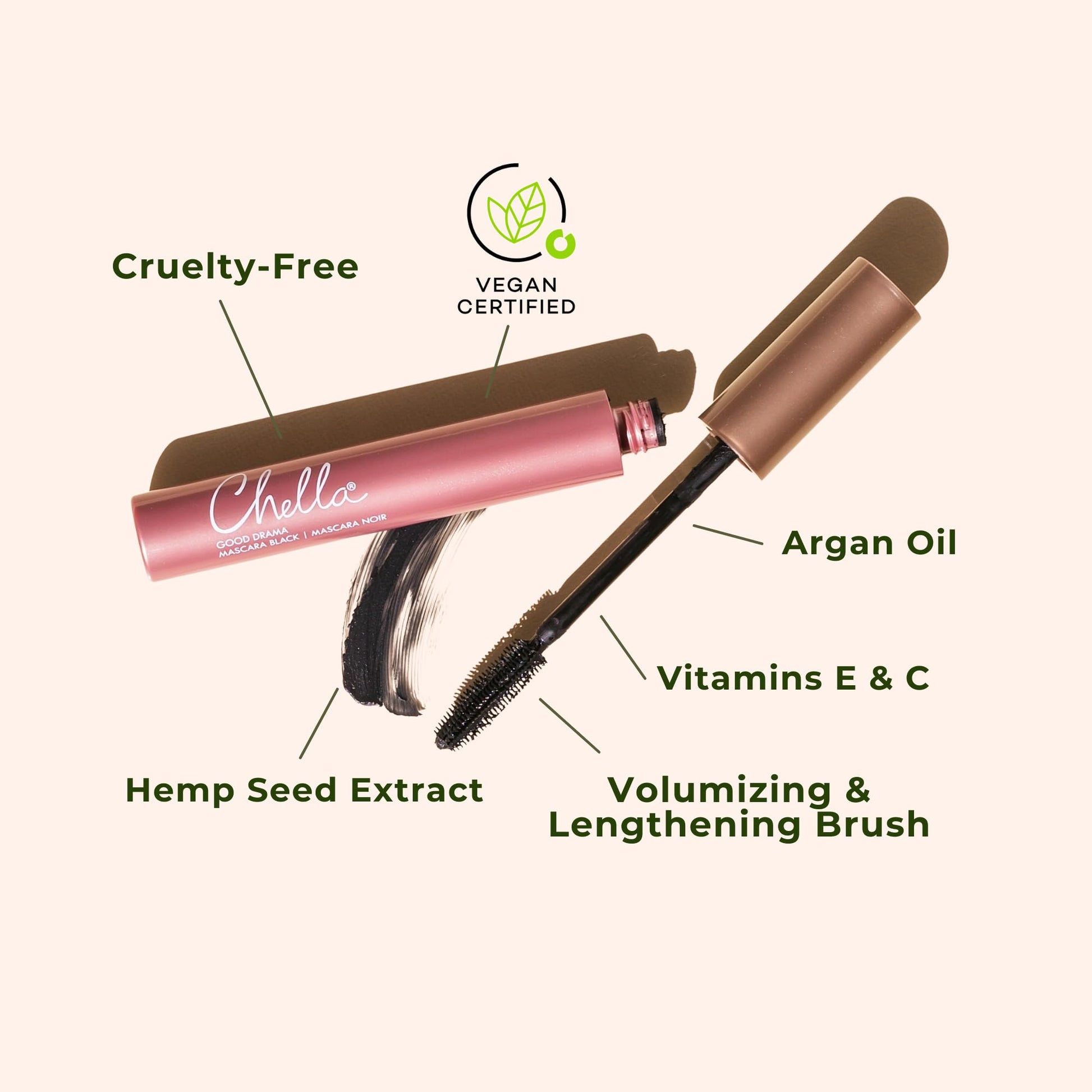 Chella Good Drama Vegan Mascara, 0.33 Fl. Oz (Black) - Maple Wellness Supplements