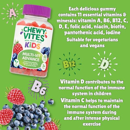 Chewy Vites Kids Multivitamin Advance 60 Gummy Vitamins | 11 Essential Nutrients - Maple Wellness Supplements