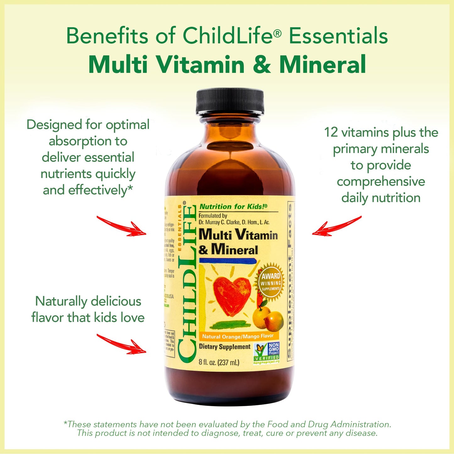 CHILDLIFE ESSENTIALS Kids Multivitamin & Mineral - Kids Vitamins, Liquid Multivitamin for Kids, Toddler Multivitamins, Liquid Vitamins, Baby Multivitamin - Natural Orange & Mango, 8 Fl Oz (Pack of 2) - Maple Wellness Supplements