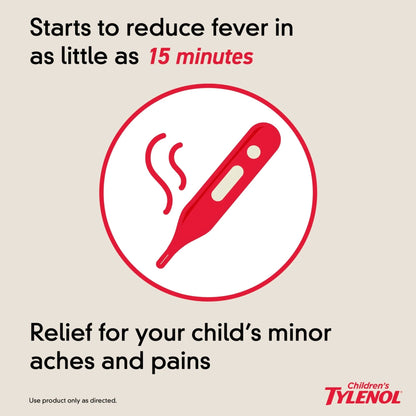 Children's Tylenol Chewables with 160 mg Acetaminophen, Pain Reliever & Fever Reducer for Kids' Cold + Flu Symptoms, Headache, Sore Throat & Toothache, Aspirin-Free, Grape Flavor, 24 ct - Maple Wellness Supplements