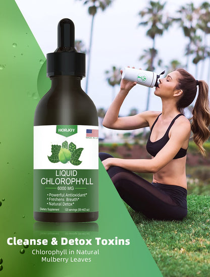 Chlorophyll Liquid Drops - 100% Natural Energy Booster and Immune Support - Internal Deodorant and Detox - Altitude Sickness Relief - Fast Absorption - Maple Wellness Supplements