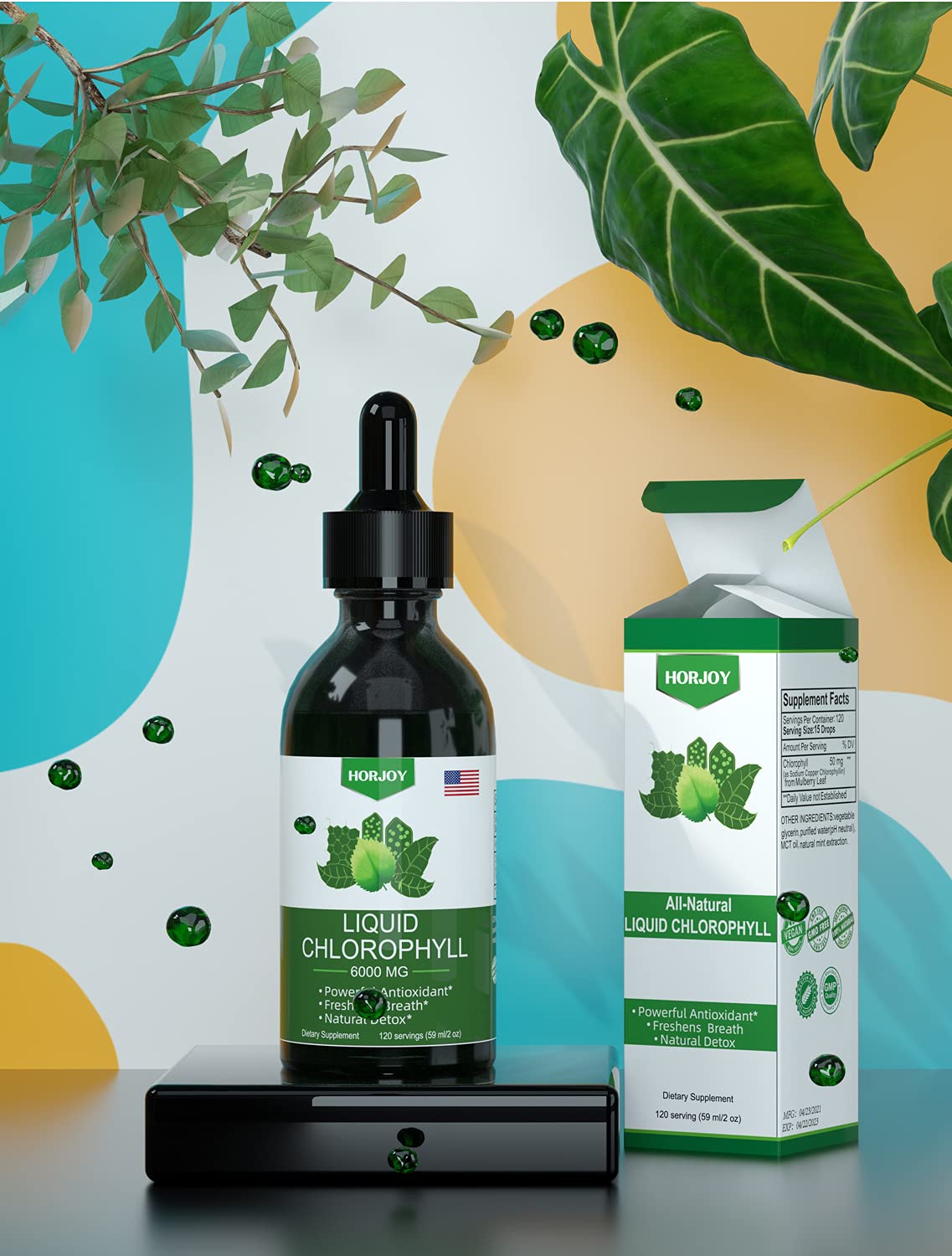 Chlorophyll Liquid Drops - 100% Natural Energy Booster and Immune Support - Internal Deodorant and Detox - Altitude Sickness Relief - Fast Absorption - Maple Wellness Supplements