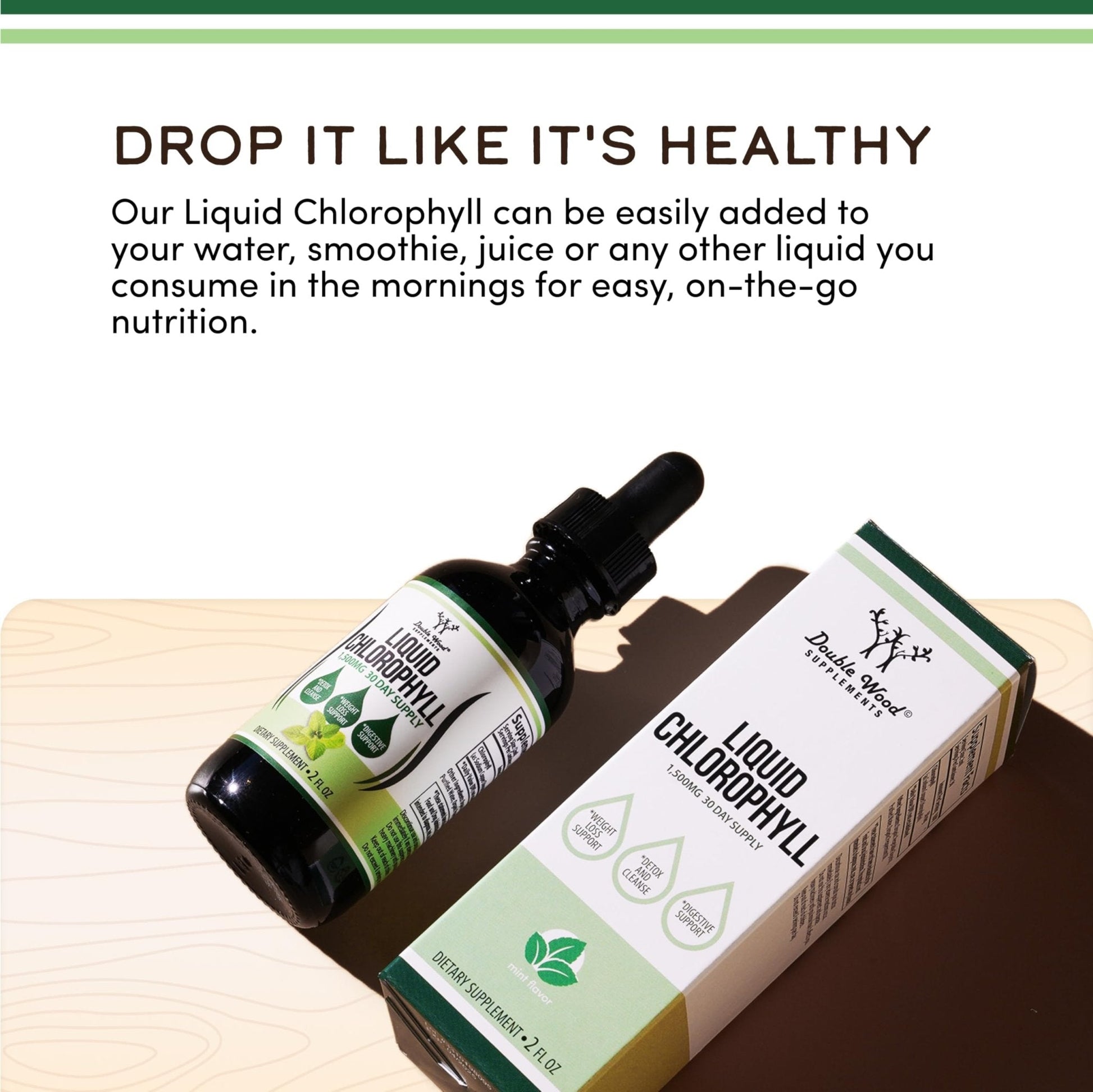 Chlorophyll Liquid Drops - for Digestion, Gut Health, Energy and Detox - Vegan Safe - Maple Wellness Supplements