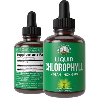 Chlorophyll Liquid Drops - Ultra High Purity, Alcohol Free, Non-GMO, Gluten Free Liquid Chlorophyll Drops Supplement. Take with Water. Internal Deodorant + Skin Care, Immune, and Digestive Support - Maple Wellness Supplements