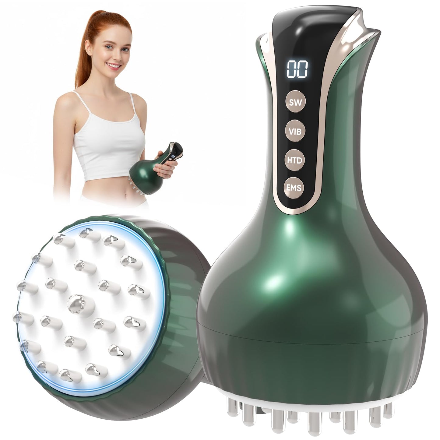 chufa Lymphatic Drainage Massager – 3-in-1 Microcurrent, Heat & Vibration Cellulite Massager for Legs/Arms/Belly, 35-Speed Adjustable, Rechargeable & Portable - Maple Wellness Supplements