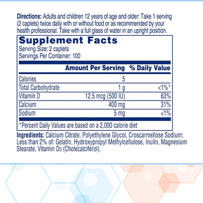 Citracal Petites, 400 mg Calcium Citrate, Easily Absorbed and Highly Soluble with 12.5 mcg - Maple Wellness Supplements
