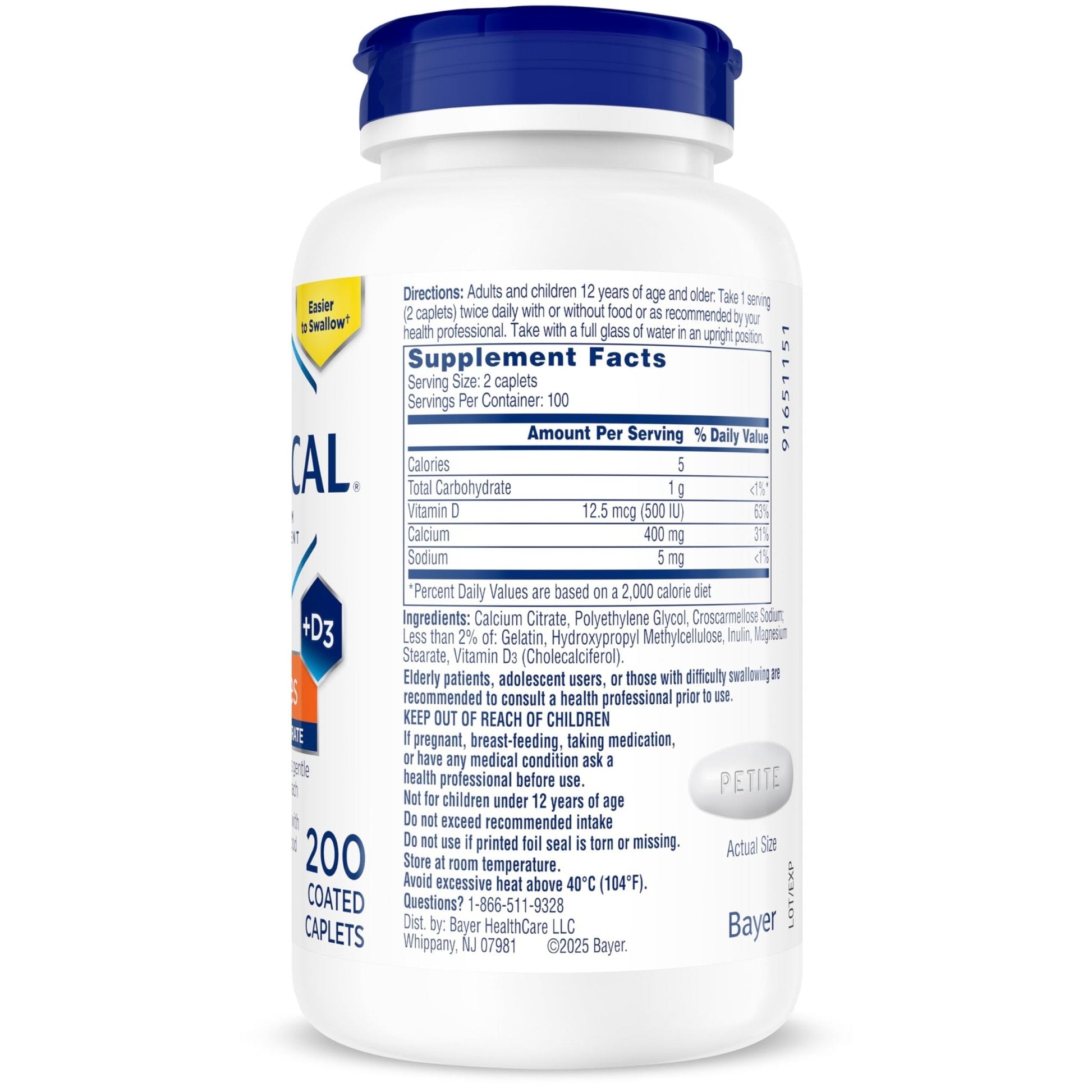 Citracal Petites- Calcium Citrate with Vitamin D3, Bone Health Support, Calcium Supplement for Ages 12+, 375 Count (Packaging May Vary) - Maple Wellness Supplements