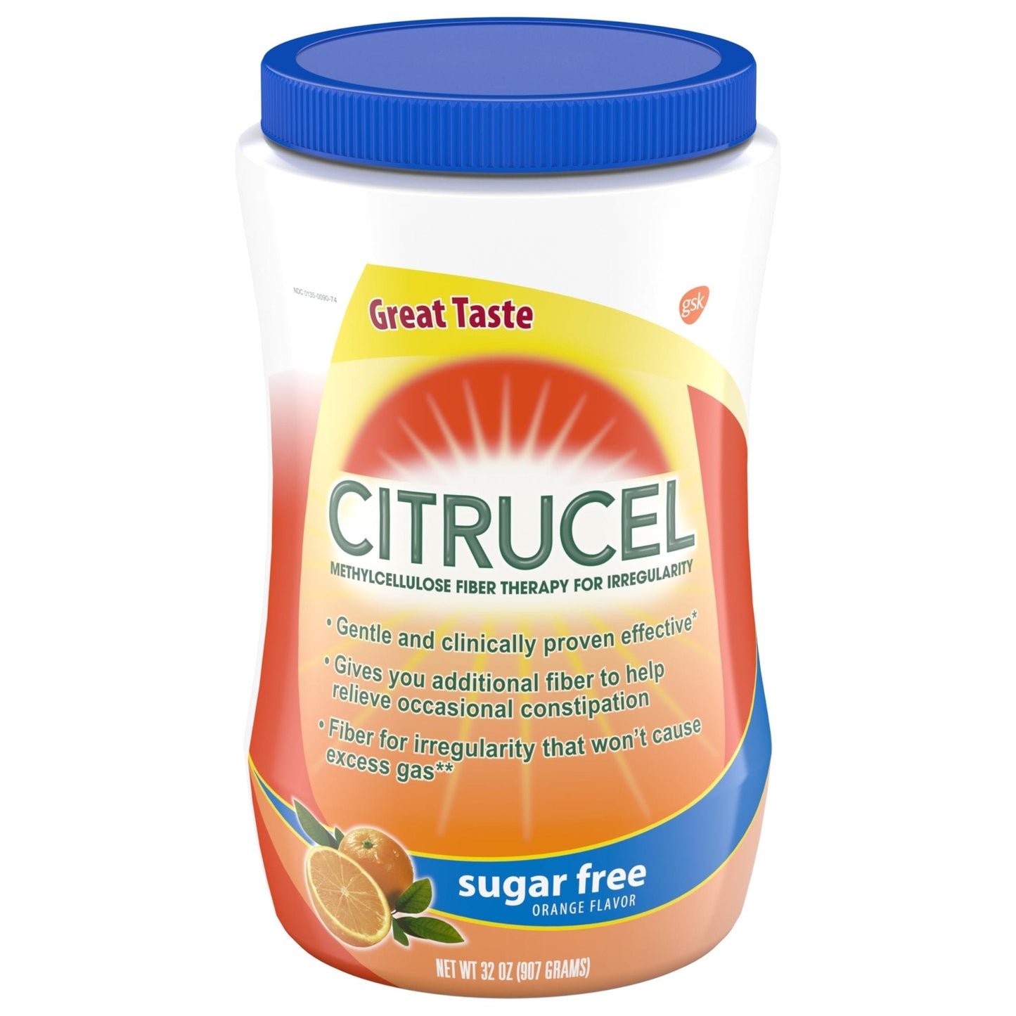 CITRUCEL Sugar Free Fiber Powder for Occasional Constipation Relief, Methylcellulose Fiber Powder, Orange Flavor - 32 Ounces - Maple Wellness Supplements