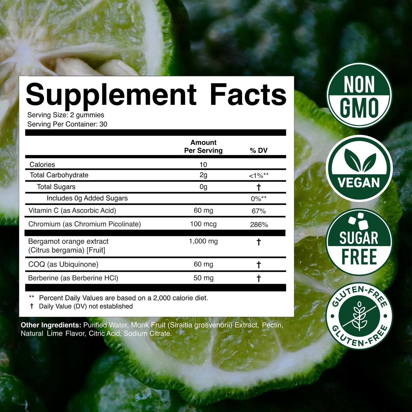 Citrus Bergamot 1000MG Gummies for Women and Men, Citrus Bergamot Extract with Berberine, CoQ10, Chromium & Vitamin C, Metabolic & Antioxidant Support, - Maple Wellness Supplements