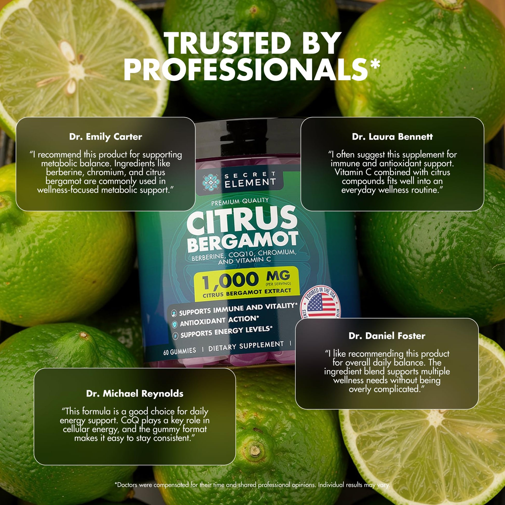 Citrus Bergamot 1000MG Gummies for Women and Men, Citrus Bergamot Extract with Berberine, CoQ10, Chromium & Vitamin C, Metabolic & Antioxidant Support, - Maple Wellness Supplements