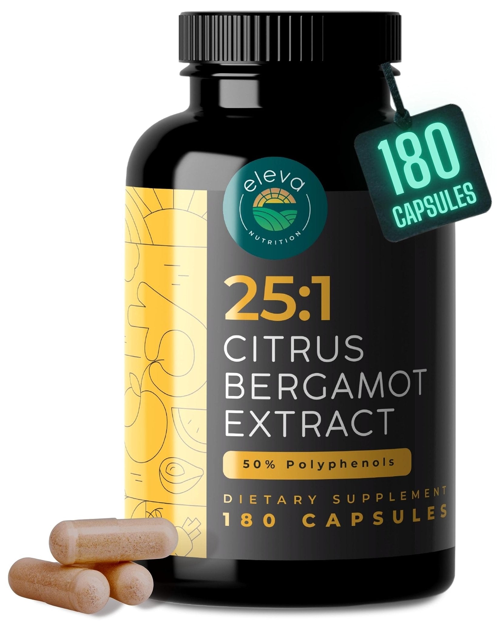 Citrus Bergamot Extract 1000mg Capsules — Natural 25:1 Citrus Bergamot Supplement with 50% Polyphenols Extract and Black Pepper - Maple Wellness Supplements