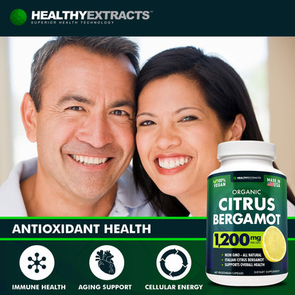 Citrus Bergamot Supplement – 150:1 Extract, 1200mg per Serving, 70% Polyphenols, Italian Sourced, 60 Count, 1 Month Supply, Made in the USA - Maple Wellness Supplements
