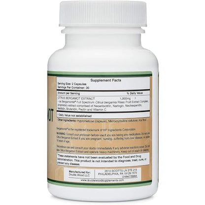 Citrus Bergamot Supplement - Only Patented, Clinically Proven Bergamot Extract - 1,000mg - Maple Wellness Supplements