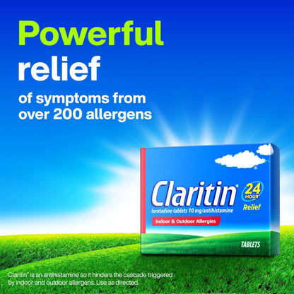 Claritin 24 HR Non Drowsy Allergy Medicine, Loratadine antihistamine tablets, 10 Ct - Maple Wellness Supplements