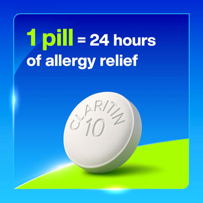 Claritin Allergy Medicine for Adults, 24-Hour Non-Drowsy Loratadine 10mg Pills, Antihistamine, 100 Tablets - Maple Wellness Supplements