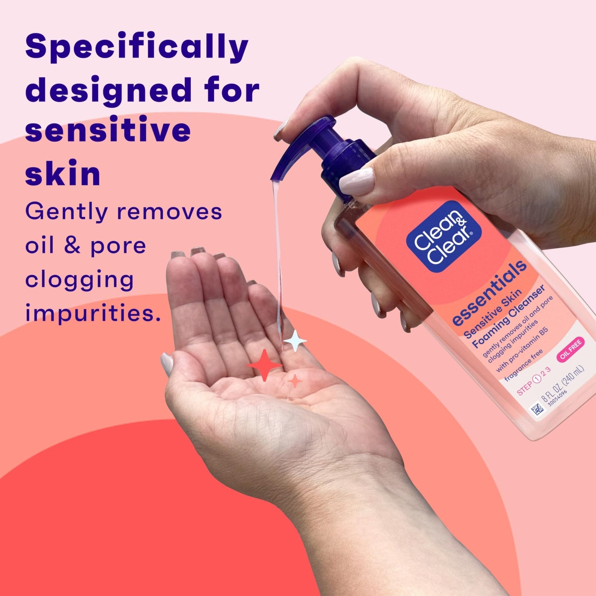 Clean & Clear Essentials Oil-Free Foaming Facial Cleanser, Daily Foaming Face Wash with Pro-Vitamin B5 for Sensitive Skin - Maple Wellness Supplements