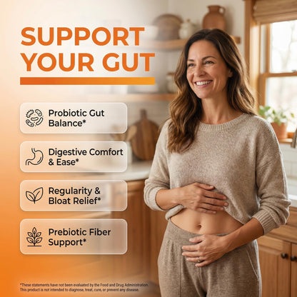Clean Nutra Prebiotic Postbiotic Digestive Enzymes Gummies with Chicory Root, Boswellia Serrata, Turmeric, and Akkermansia | Pre+Post Probiotics Supplement - Maple Wellness Supplements