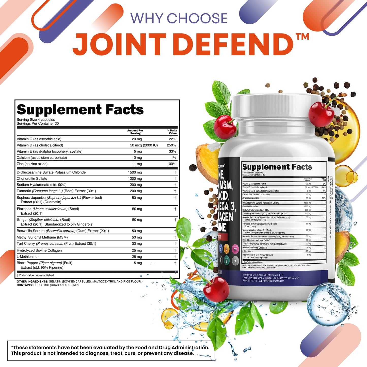 Clean Nutraceuticals Glucosamine 1500mg Chondroitin 1200mg MSM with Turmeric Curcumin, Collagen, Hyaluronic Acid, Omega 3 – Joint Health Supplement for Men & Women - Maple Wellness Supplements