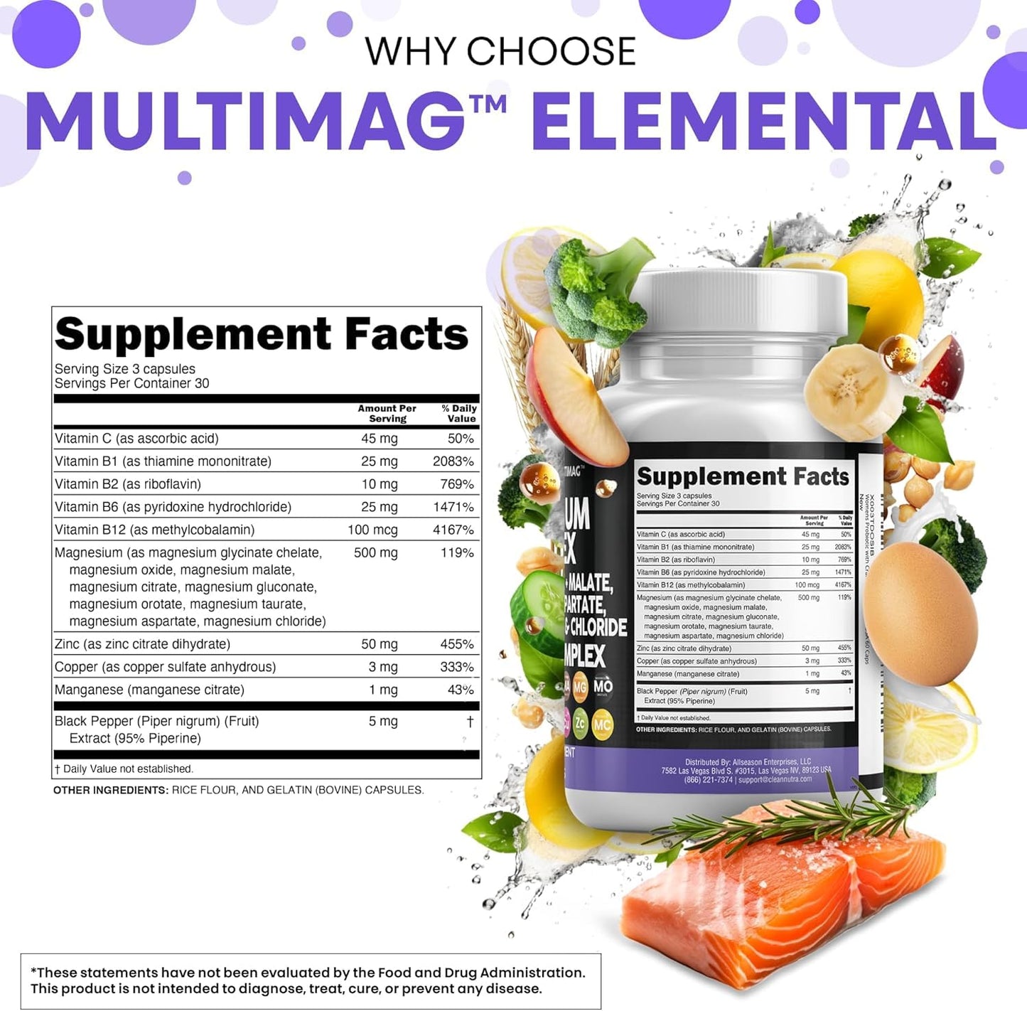 Clean Nutraceuticals Magnesium Complex with Magnesium Glycinate Citrate Malate Oxide Taurate Aspartate Orotate & Mag Chloride, Zinc Copper Manganese (90 Count (Pack of 2)) - Maple Wellness Supplements