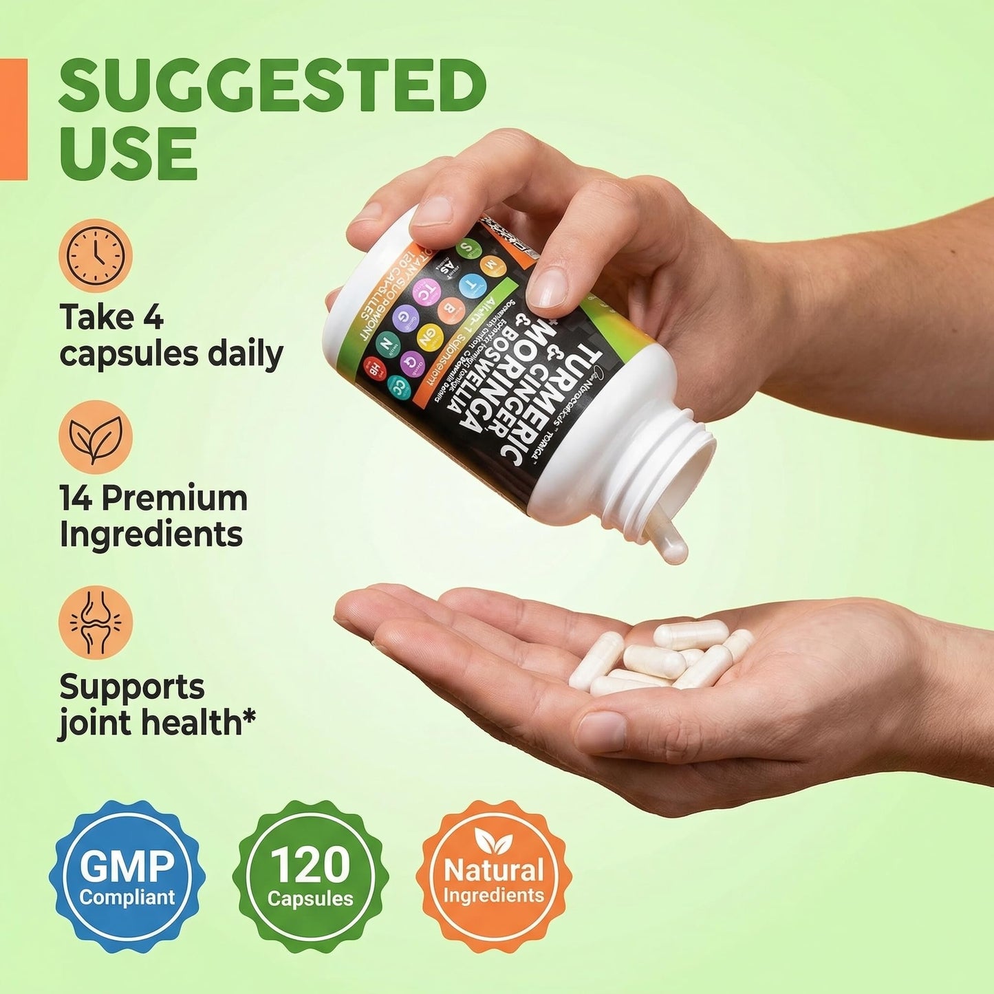 Clean Nutraceuticals Turmeric Moringa Supplement | Ginger Boswellia Saffron - Supplement for Women and Men with Ceylon Cinnamon - Maple Wellness Supplements