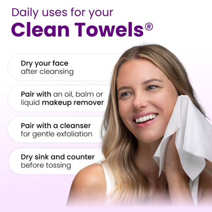 CLEAN SKIN CLUB Healthy Aging Clean Towels® XL, Smooths Fine Lines Wrinkles & Texture, Disposable Face Dry Wipes, XL - 1 Pack (50 count) - Maple Wellness Supplements