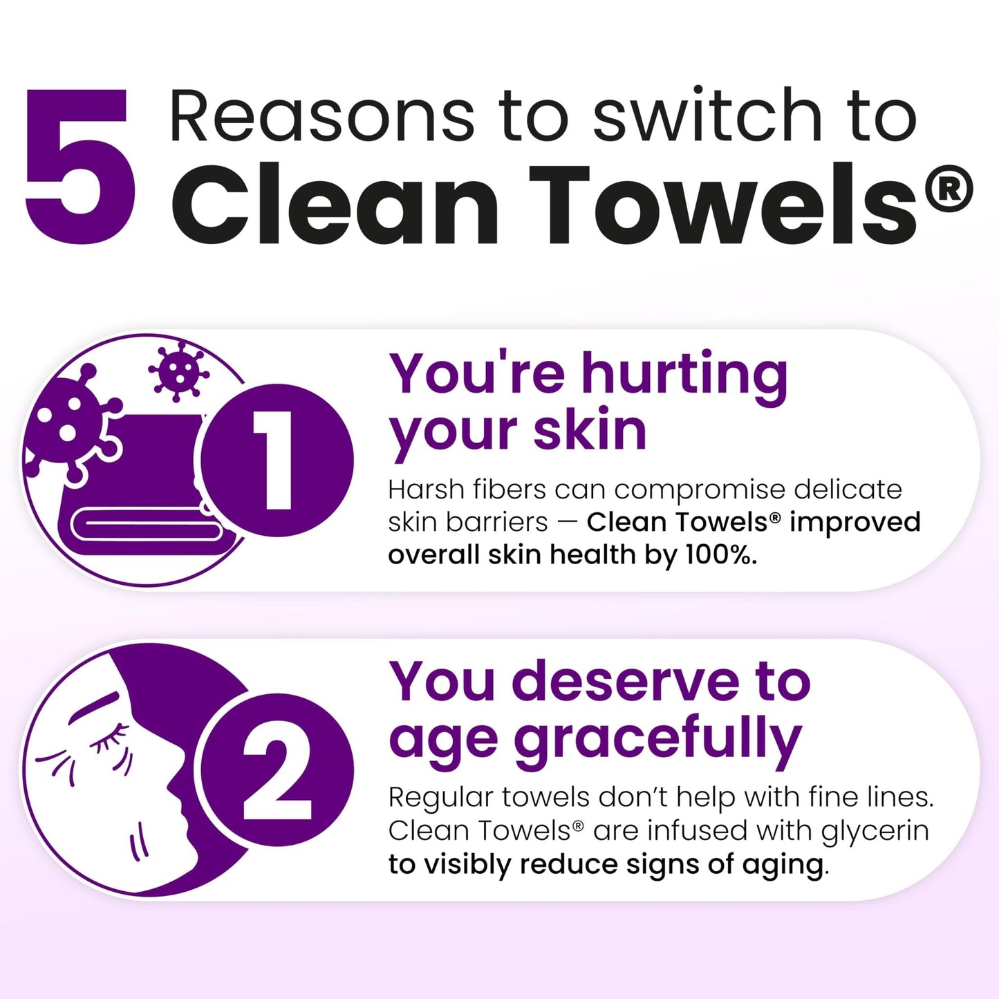 CLEAN SKIN CLUB Healthy Aging Clean Towels® XL, Smooths Fine Lines Wrinkles & Texture, Disposable Face Dry Wipes, XL - 1 Pack (50 count) - Maple Wellness Supplements