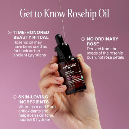 Cliganic Organic Rosehip Seed Oil for Face, 100% Pure | Natural Cold Pressed Unrefined Non-GMO | Carrier Oil for Skin, Hair & Nails - Maple Wellness Supplements