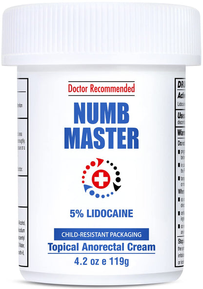 Clinical Resolution Numb Master 5% Lidocaine Cream Fast-Acting OTC anesthetic for Pain, Itch, Burns & Hemorrhoids with Vitamin E & Aloe for Soothing Relief Maximum Strength 4.2 Ounce - Maple Wellness Supplements