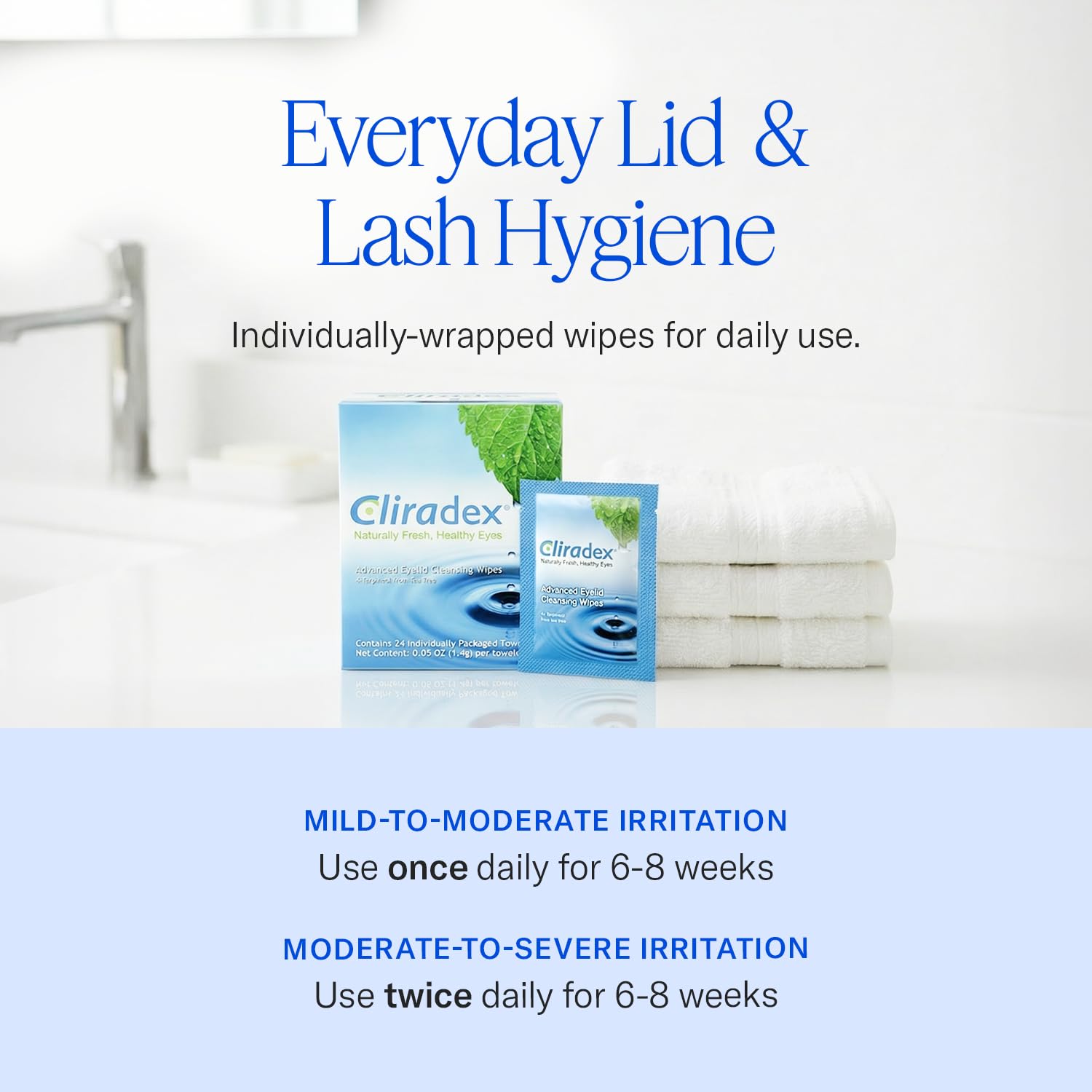 Cliradex Towelettes - Natural Face, Eyelash & Eyelid Cleanser - Wipes for Demodex, Blepharitis, Mgd and Red Irritated Eye Lid - Maple Wellness Supplements