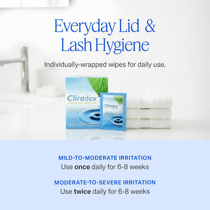 Cliradex Towelettes - Natural Face, Eyelash & Eyelid Cleanser - Wipes for Demodex, Blepharitis, Mgd and Red Irritated Eye Lid - Maple Wellness Supplements