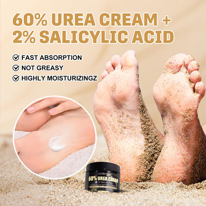 Clyecfra 60% Urea Cream with 2% Salicylic Acid, Urea Cream 60 Percent for Feet & Hands- Maximum Strength Moisturizer for Rough, Dry, Thick & Cracked Skin, Callus Remover, Deep Hydration, 150g - Maple Wellness Supplements