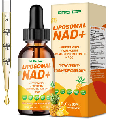 CNCHEF Liposomal NAD Supplement - 1500mg NAD+ Liquid Drop for Women & Men Nicotinamide Riboside Chloride & Resveratrol Complex - Cellular Renewal, Anti-Aging Support - 30 Servings (2 fl oz) - Maple Wellness Supplements