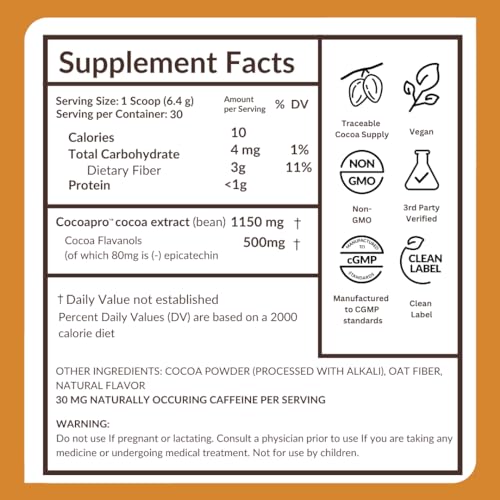 CocoaVia Cardio Health Cocoa Powder, 60 Servings, 500mg Cocoa Flavanols - Maple Wellness Supplements