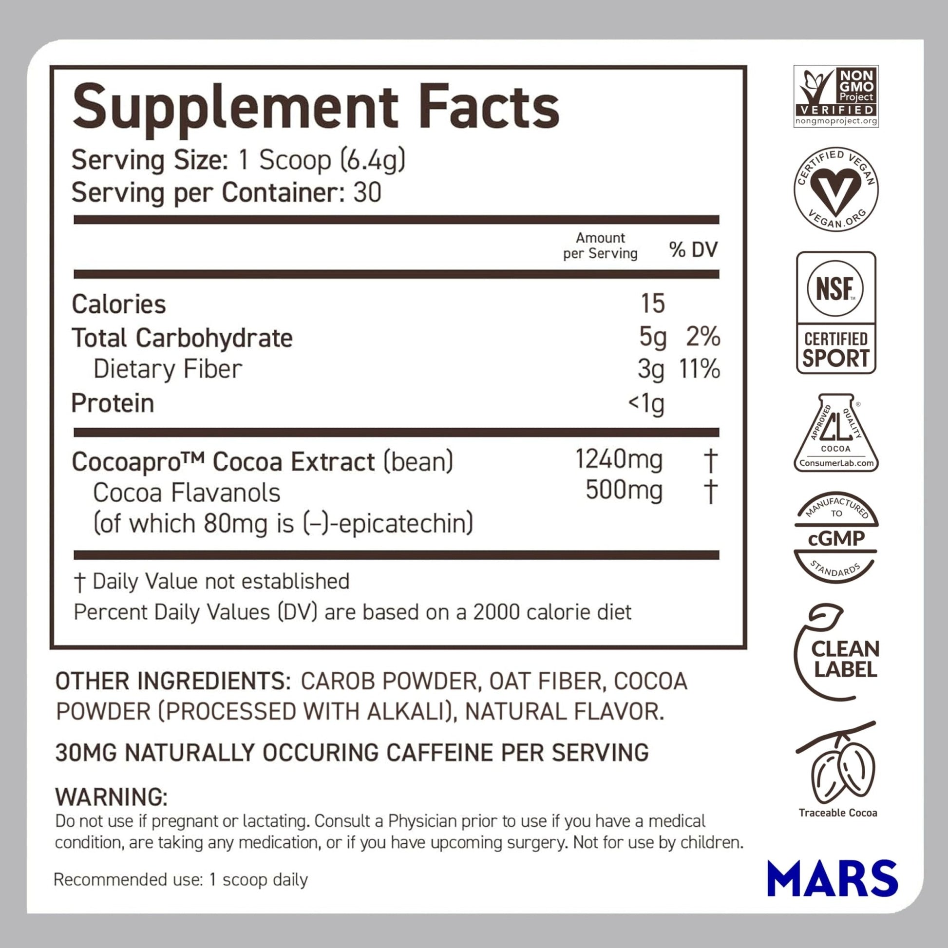 CocoaVia Cocoa Flavanols 500mg – Heart and Brain Support, High Flavanol Cocoa Extract, Boosts Nitric Oxide, Blood Circulation and Memory, Preworkout, Vegan - Maple Wellness Supplements