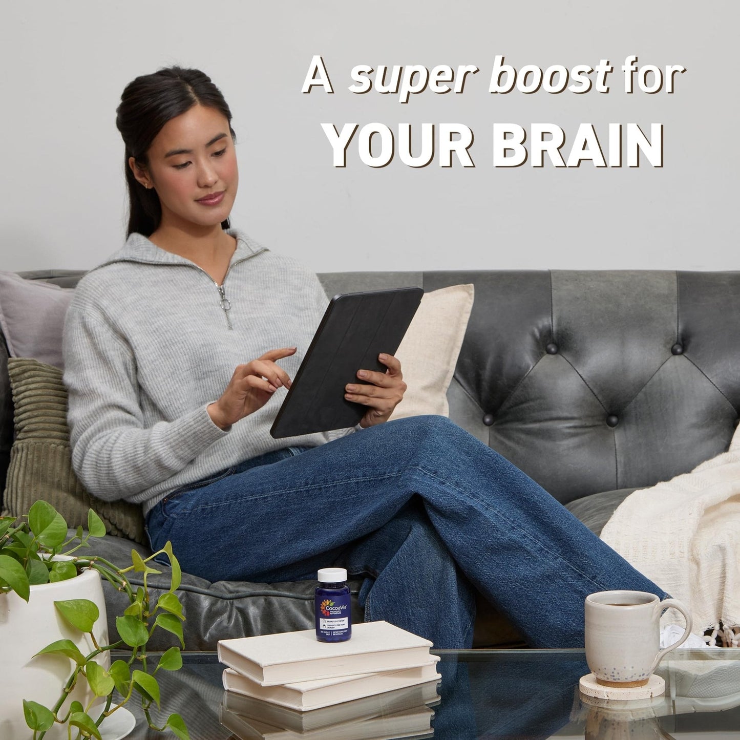 CocoaVia Memory & Focus Brain Supplement, 30 Day, Cocoa Flavanol Blend, Lutein, Added Caffeine for Boost. Improve Cognitive Function, Attention, Vegan & Plant Based, 30 Capsules - Maple Wellness Supplements
