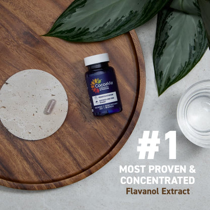 CocoaVia Memory & Focus Brain Supplement, 30 Day, Cocoa Flavanol Blend, Lutein, Added Caffeine for Boost. Improve Cognitive Function, Attention, Vegan & Plant Based, 30 Capsules - Maple Wellness Supplements