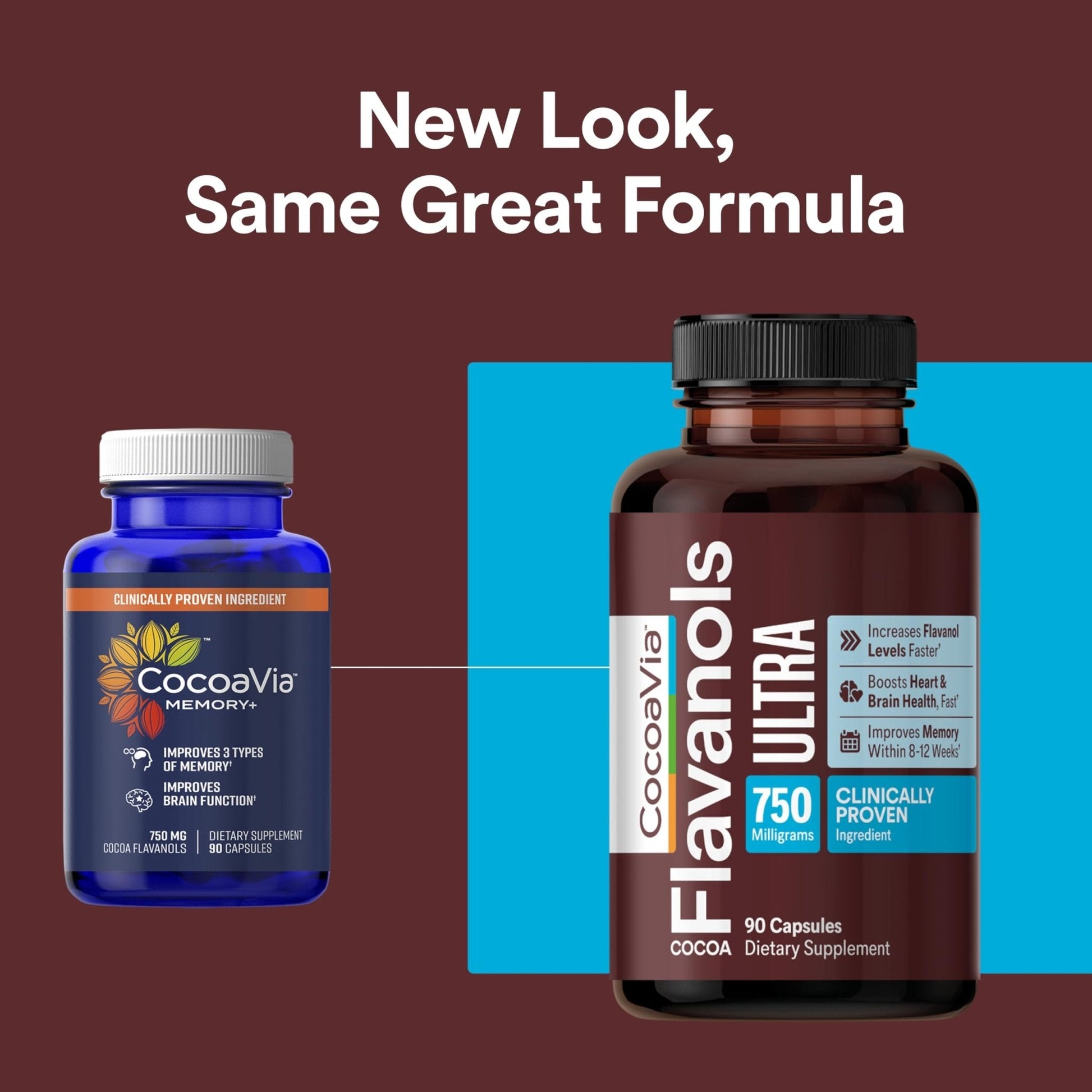 CocoaVia Ultra 750mg Cocoa Flavanols – Heart & Brain Support, Memory & Blood Circulation Booster, High Flavanol Cocoa for Nitric Oxide, Energy & Oxygen Boost - Maple Wellness Supplements