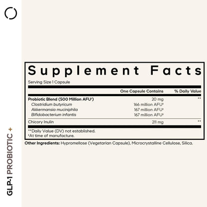 Codeage GLP-1 Probiotic+ - Live Probiotics Akkermansia, Clostridium, Bifidobacterium, Chicory Inulin Probiotic, Prebiotics & Postbiotics Supplement - 500 Million AFU, 3-Month Supply - 90 Capsules - Maple Wellness Supplements