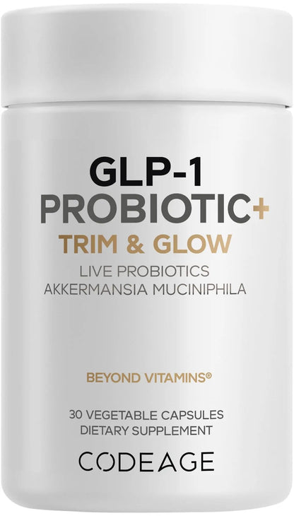 Codeage GLP-1 Probiotic+ - Live Probiotics Akkermansia, Clostridium, Bifidobacterium, Chicory Inulin Probiotic, Prebiotics & Postbiotics Supplement - 500 Million AFU - 30 Capsules - Maple Wellness Supplements