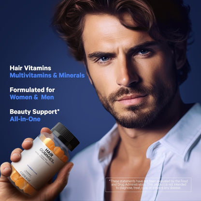 Codeage Hair Gummies, Biotin 5000 mcg, Sugar Free Growth Gummy Vitamins A, C, B6, B12, D3, Zinc, Inositol Supplement - Maple Wellness Supplements