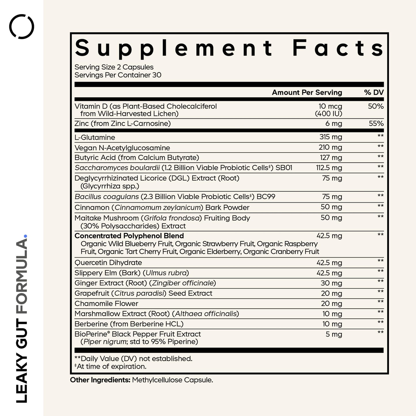 Codeage Leaky Gut Supplement, L-Glutamine, N-Acetylglucosamine, Probiotic, Butyric Acid, Polyphenols, Quercetin, DGL, Marshmallow Root, Berberine, BioPerine - Maple Wellness Supplements