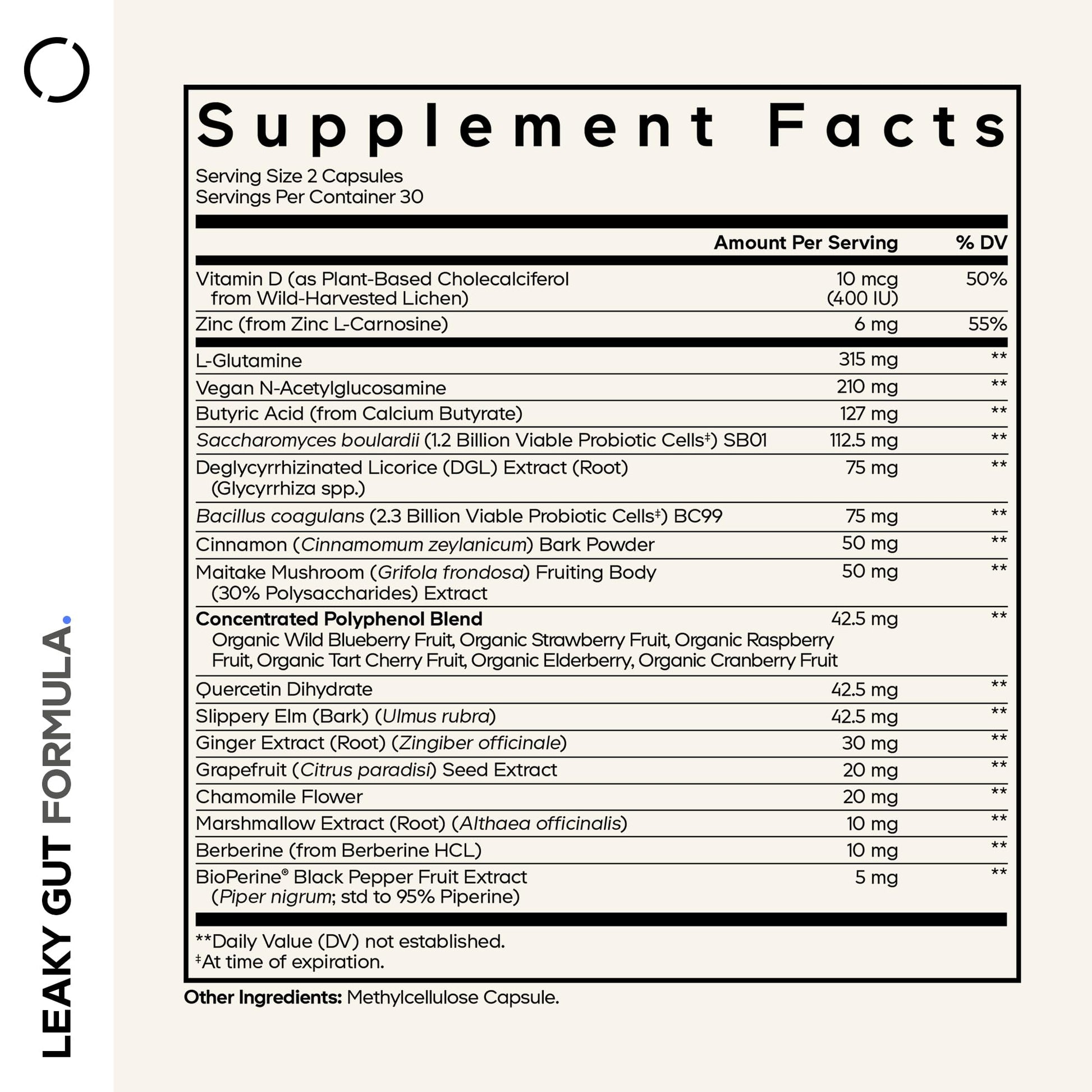 Codeage Leaky Gut Supplement, L-Glutamine, N-Acetylglucosamine, Probiotic, Butyric Acid, Polyphenols, Quercetin, DGL, Marshmallow Root, Berberine, BioPerine - Maple Wellness Supplements